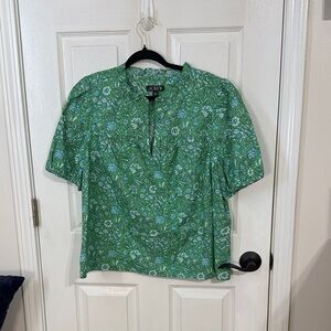J. Crew Green and Blue Floral Men's Shirt